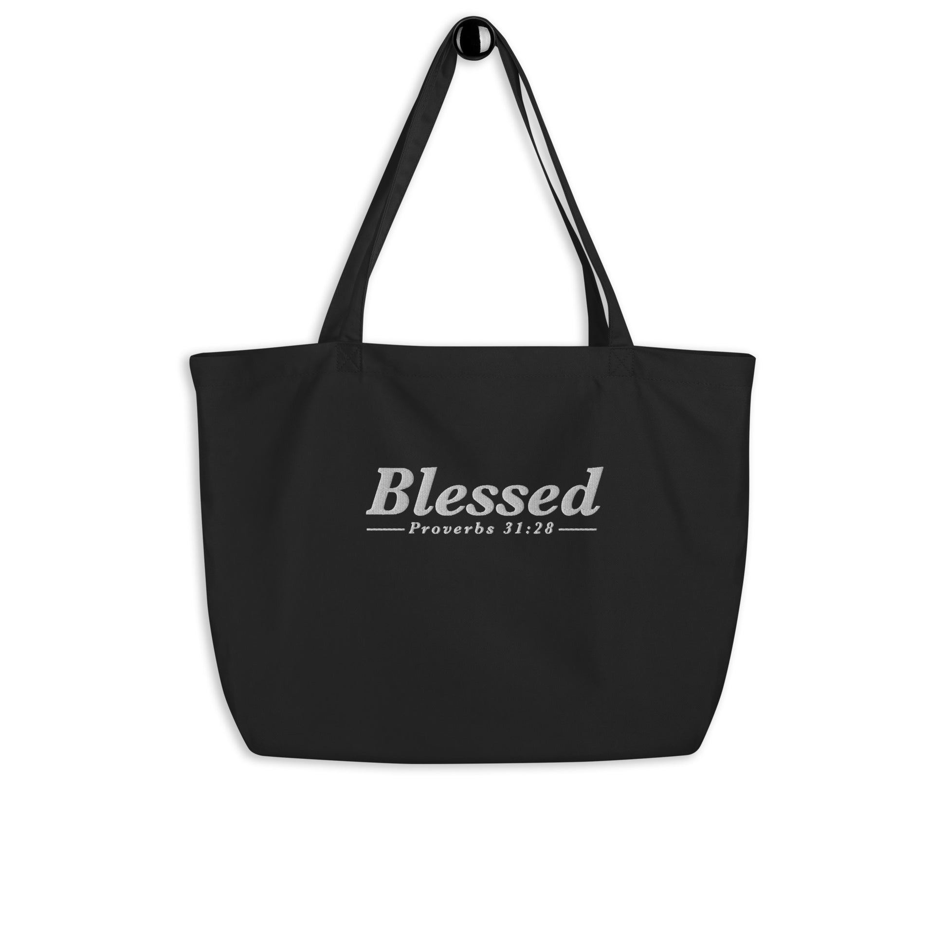 "Blessed" Embroidered Large Organic Tote Bag