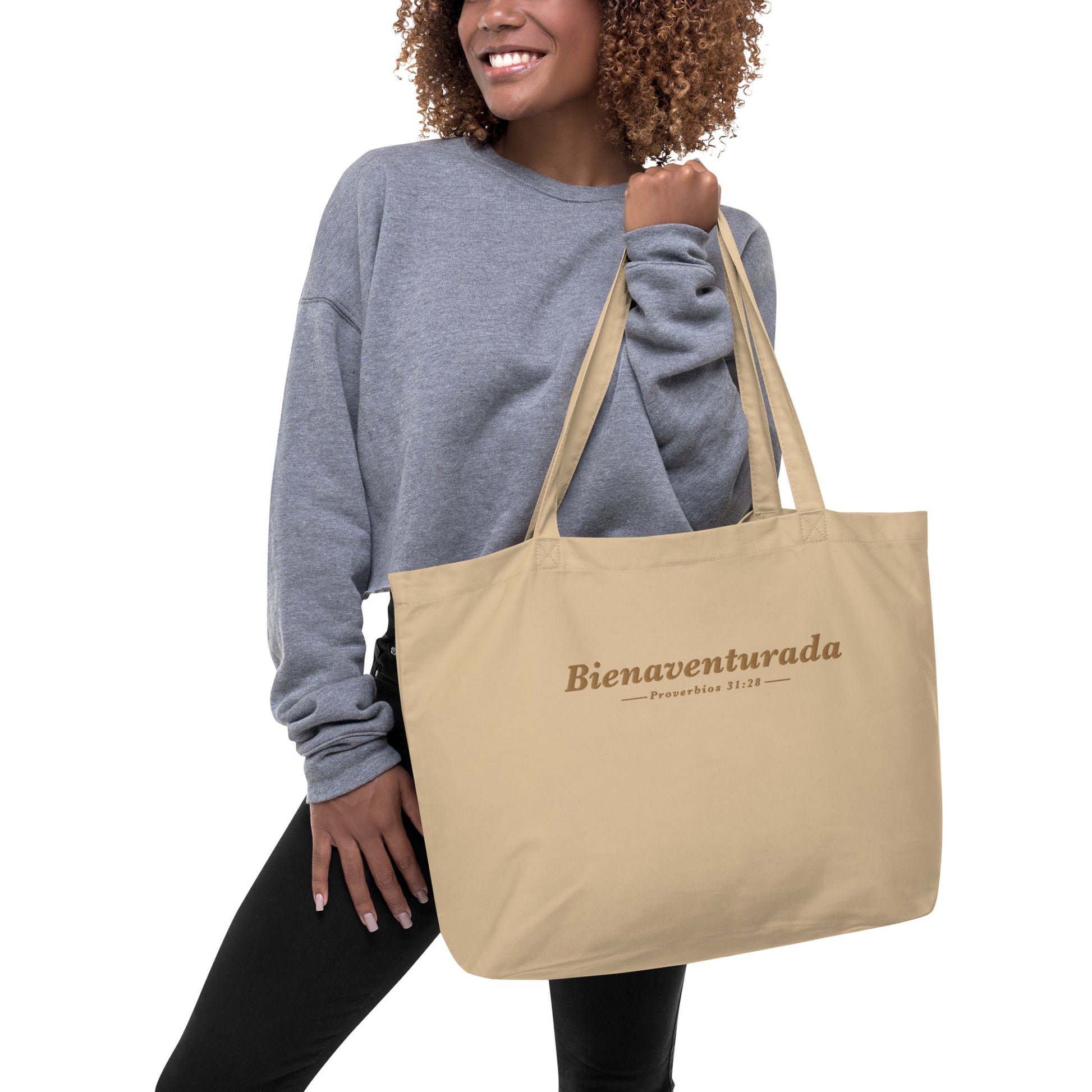 "Bienaventurada" Bordada Large Organic Tote Bag