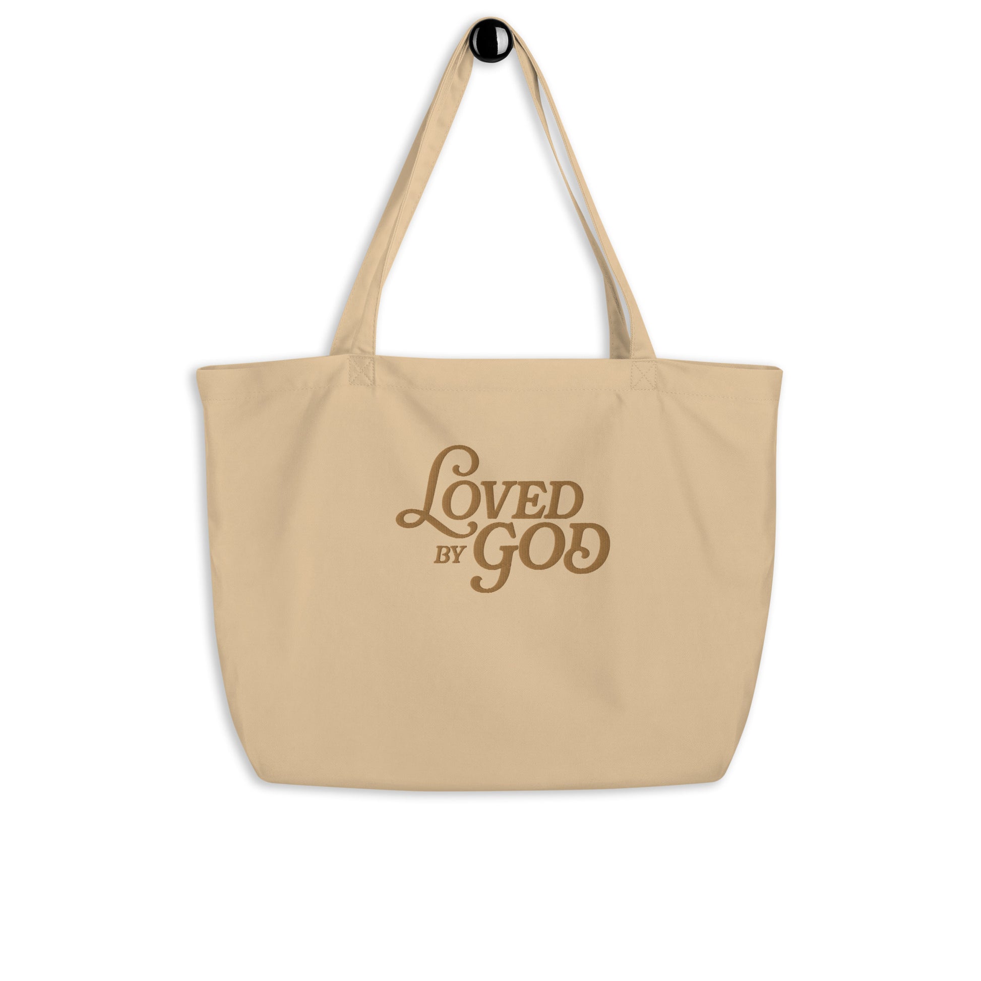 "Loved by God" Embroidered Large Organic Tote Bag