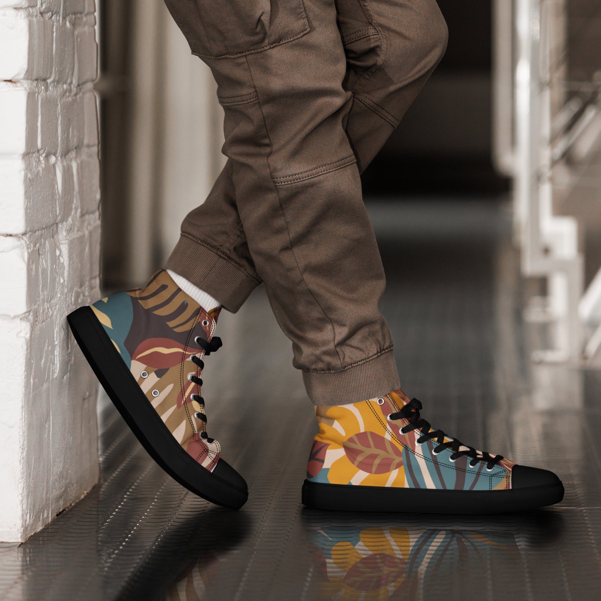 "Cool Leaf" Men’s High Top Canvas