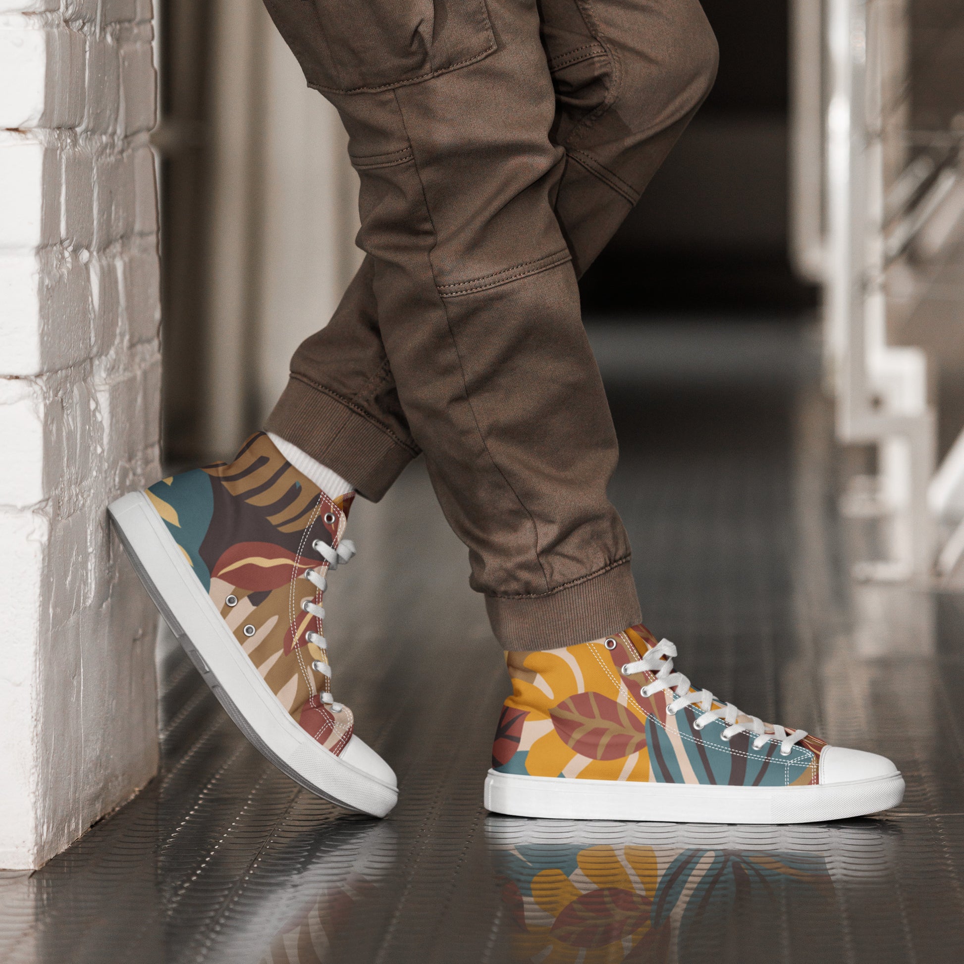 "Cool Leaf" Men’s High Top Canvas