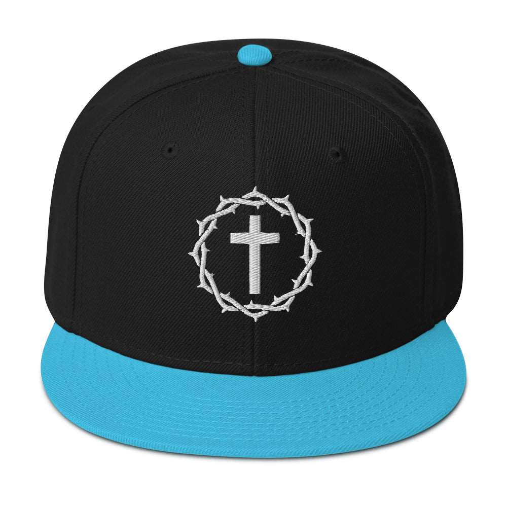 Crown and Cross Embroidered Snapback Hat