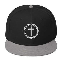 Image of Crown and Cross Embroidered Snapback Hat