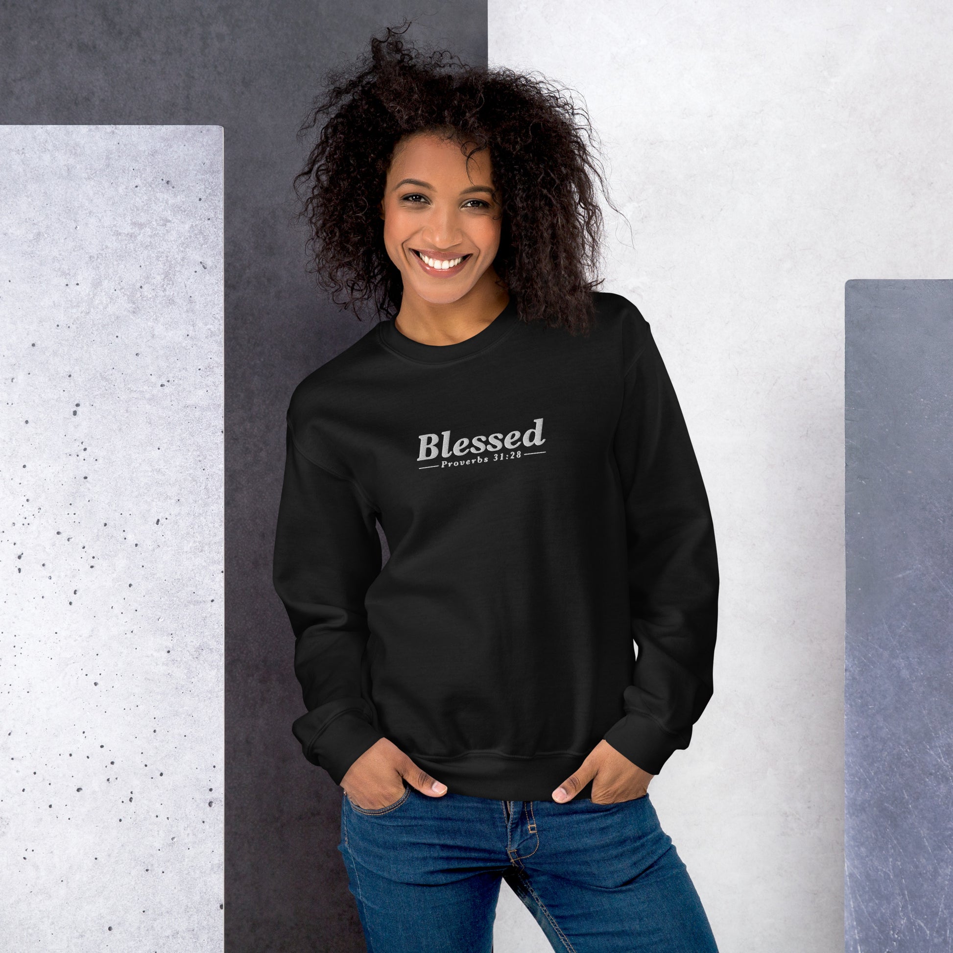 "Blessed" Embroidered Sweatshirt