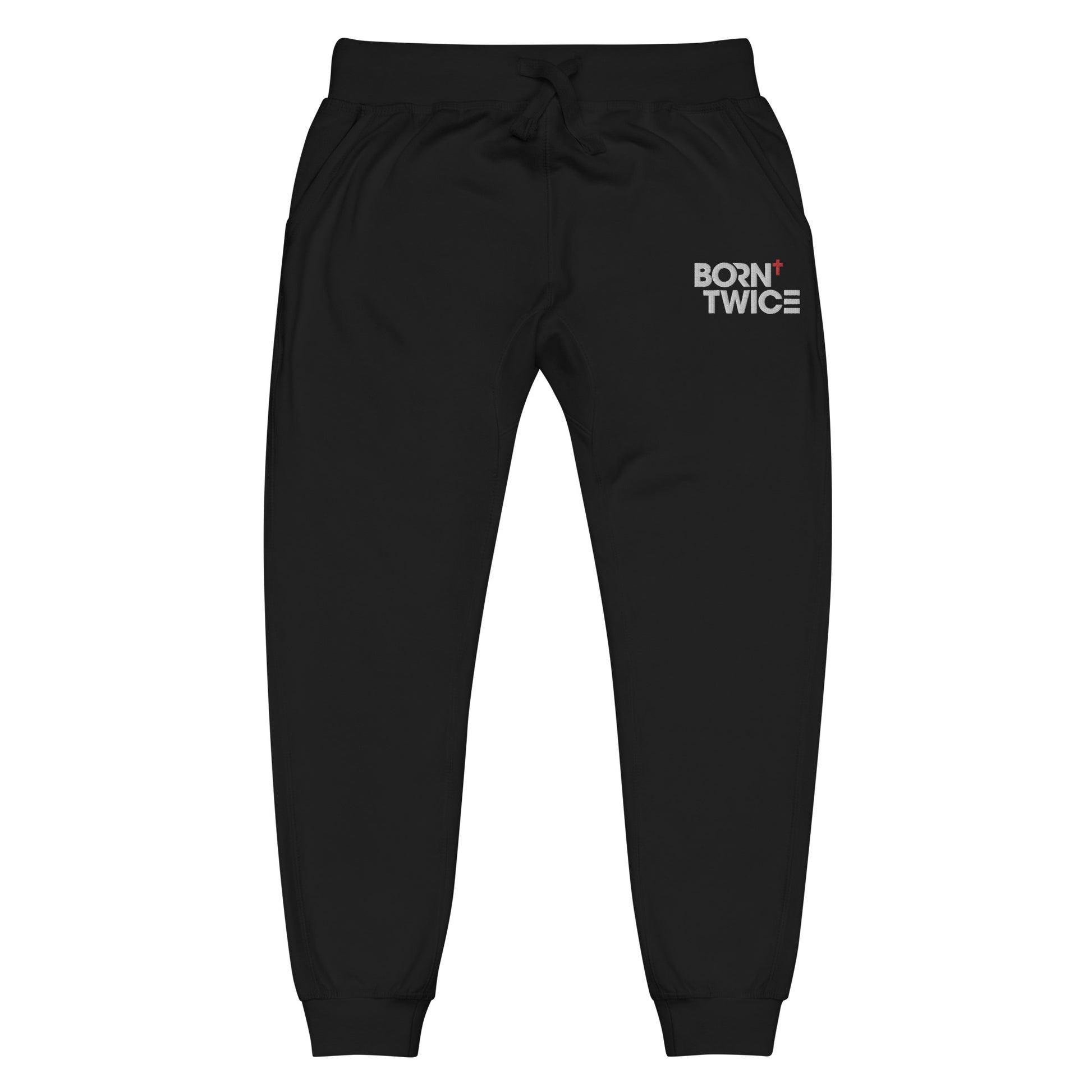 Born Twice "Descriptive Edition" Embroidered Unisex Fleece Sweatpants