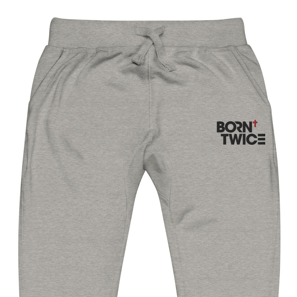 Born Twice "Descriptive Edition" Embroidered Unisex Fleece Sweatpants