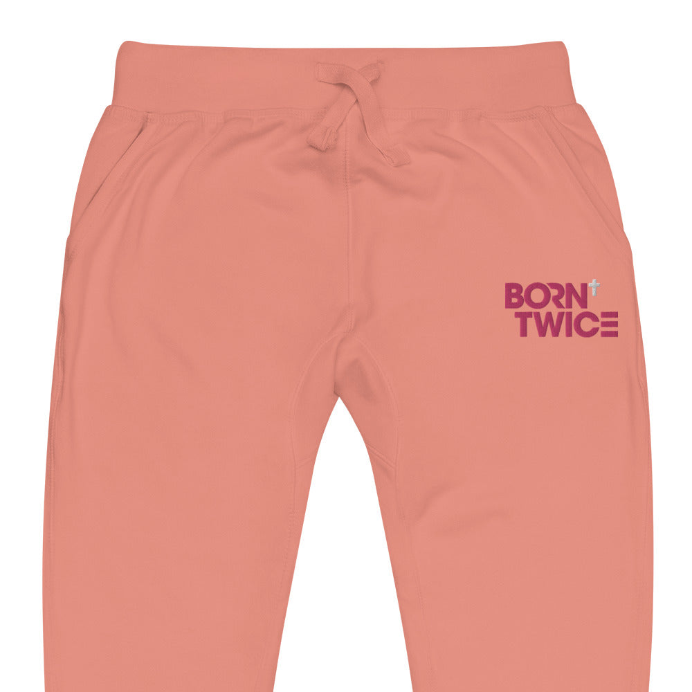 Born Twice "Descriptive Edition" Embroidered Unisex Fleece Sweatpants