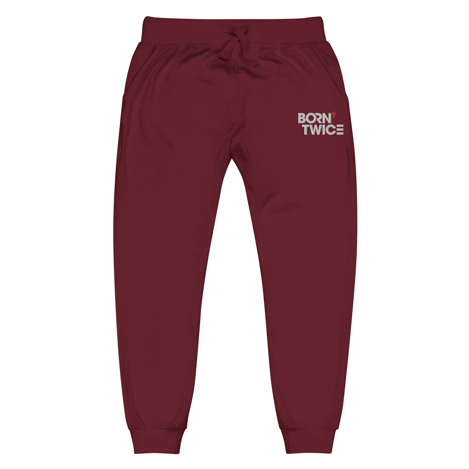 Born Twice "Descriptive Edition" Embroidered Unisex Fleece Sweatpants