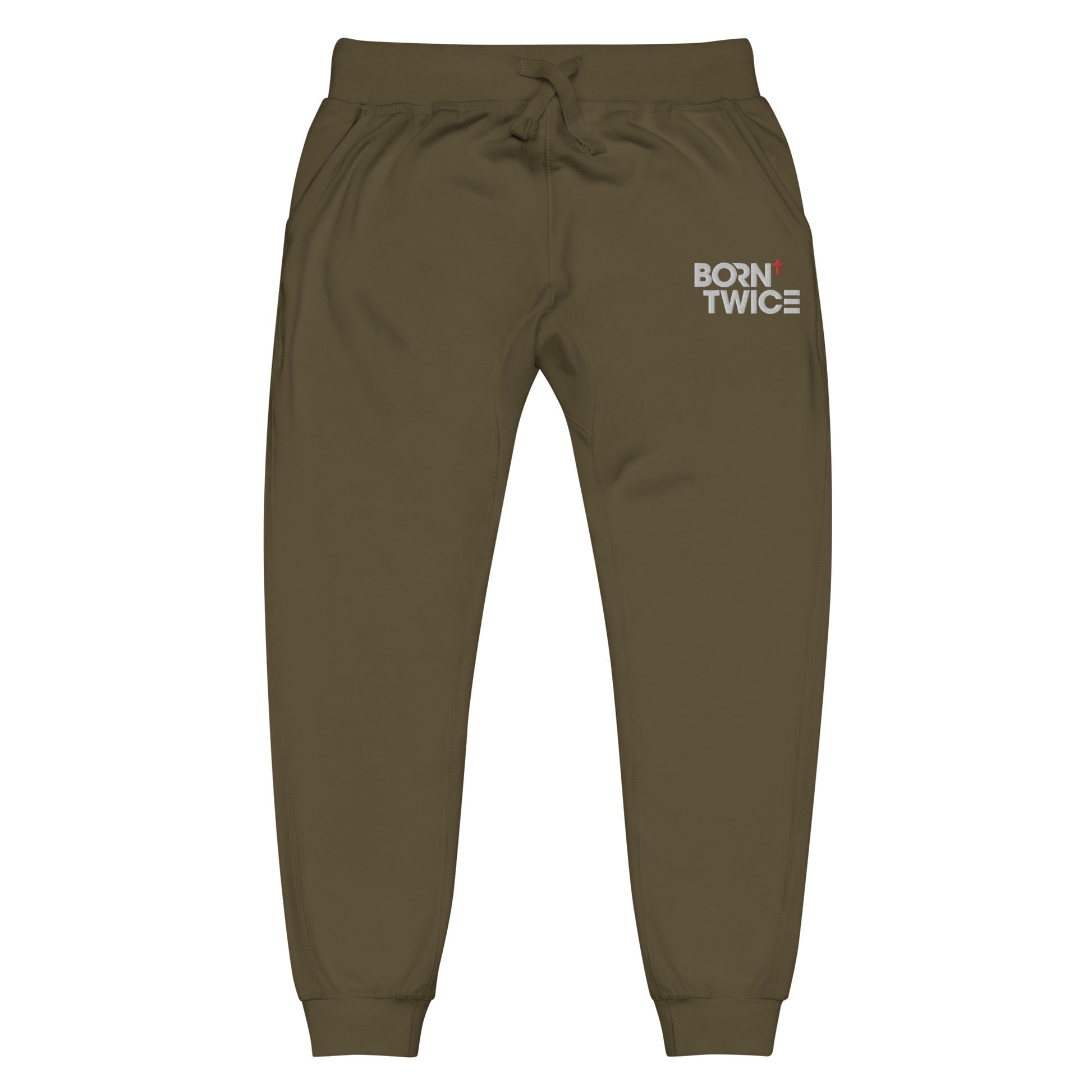 Born Twice "Descriptive Edition" Embroidered Unisex Fleece Sweatpants