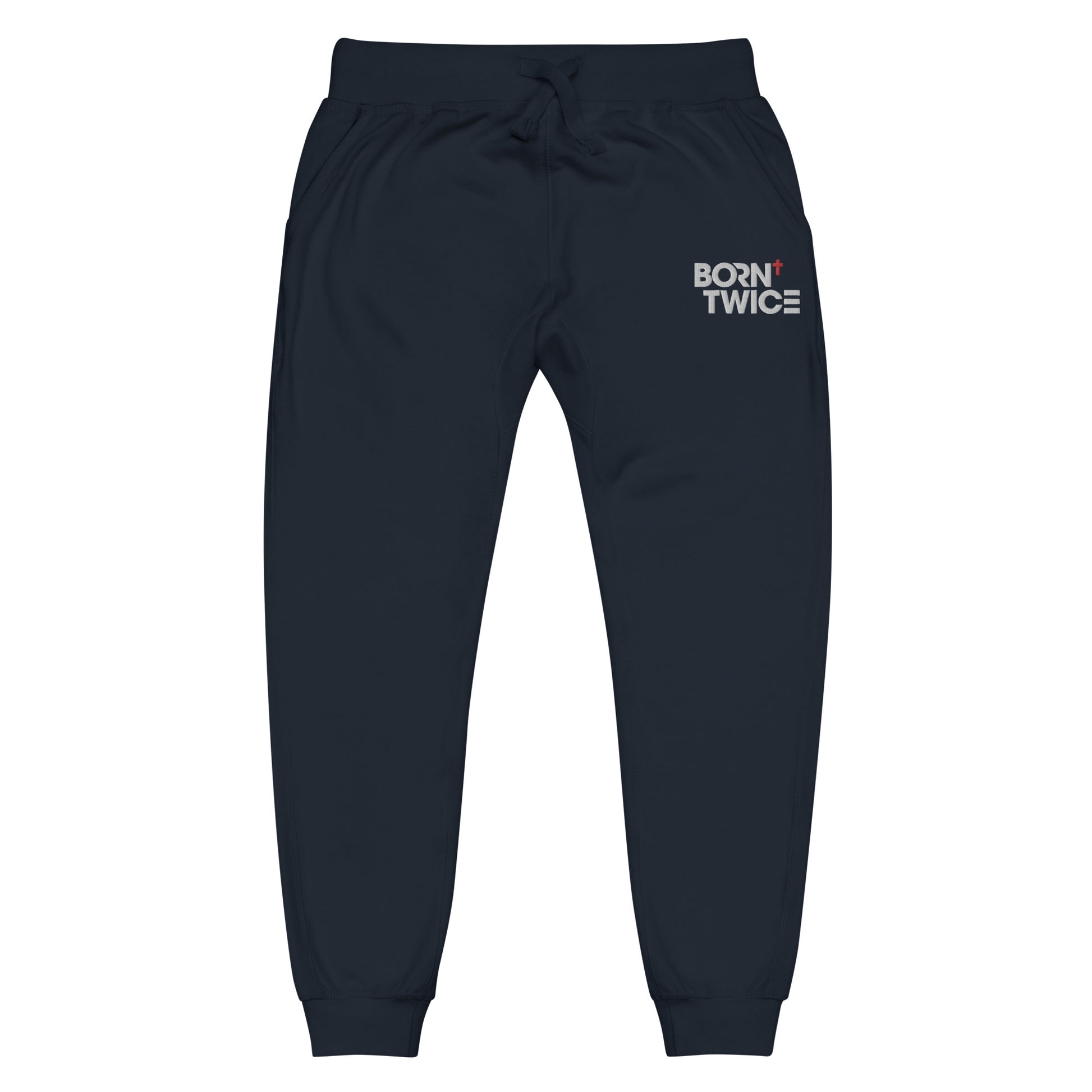 Born Twice "Descriptive Edition" Embroidered Unisex Fleece Sweatpants