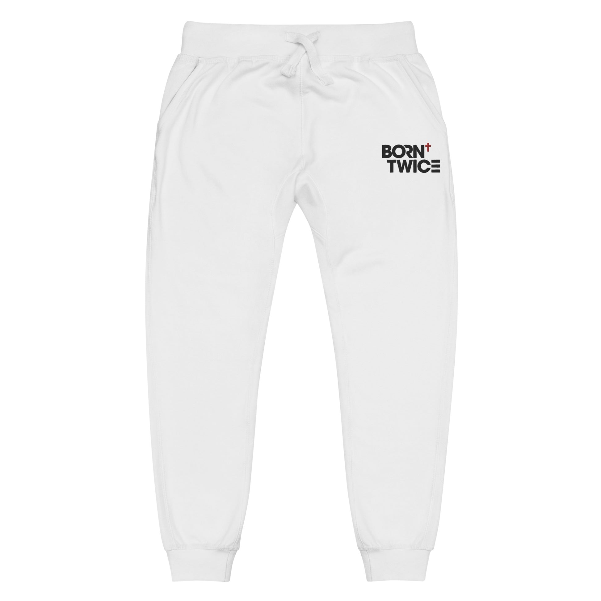 Born Twice "Descriptive Edition" Embroidered Unisex Fleece Sweatpants