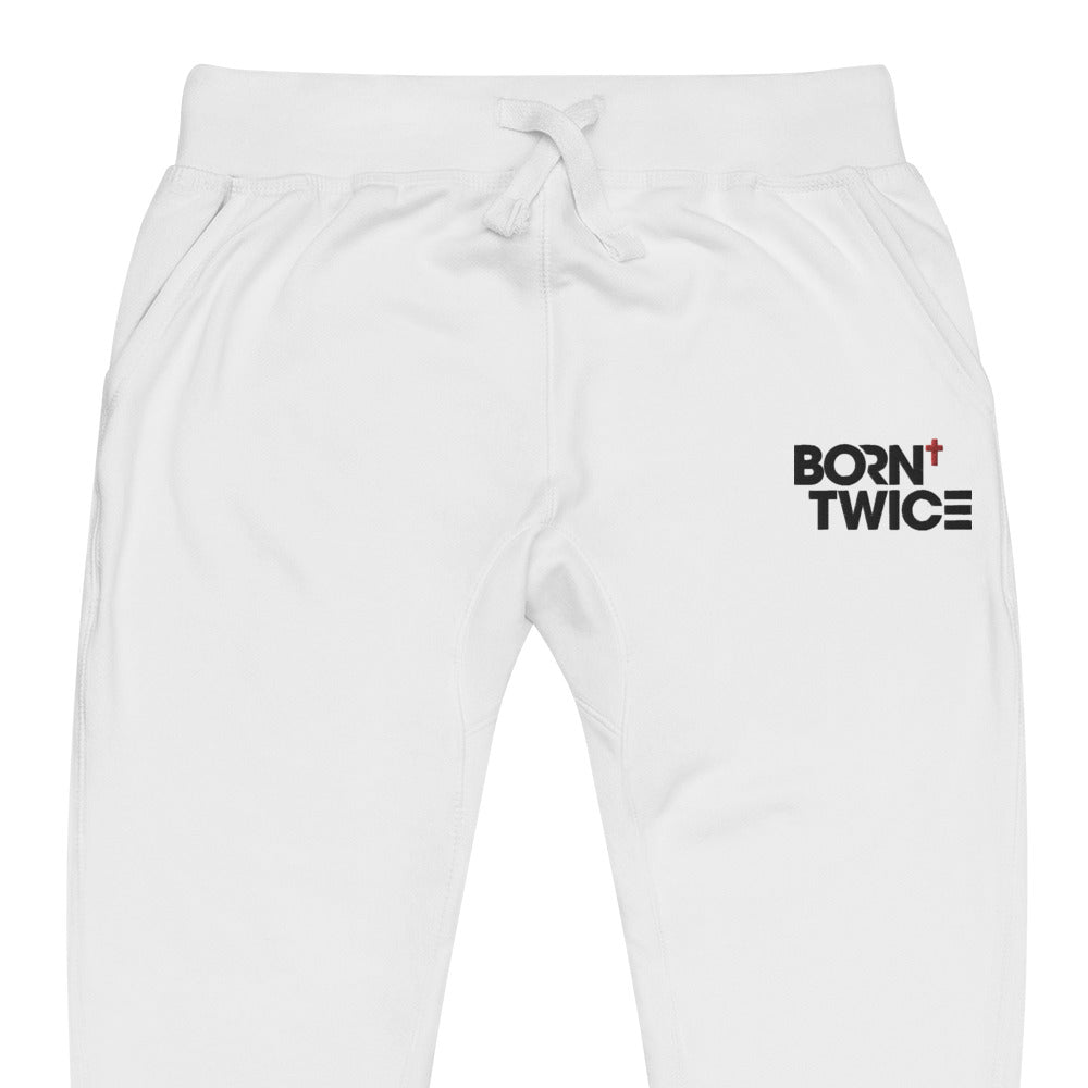 Born Twice "Descriptive Edition" Embroidered Unisex Fleece Sweatpants