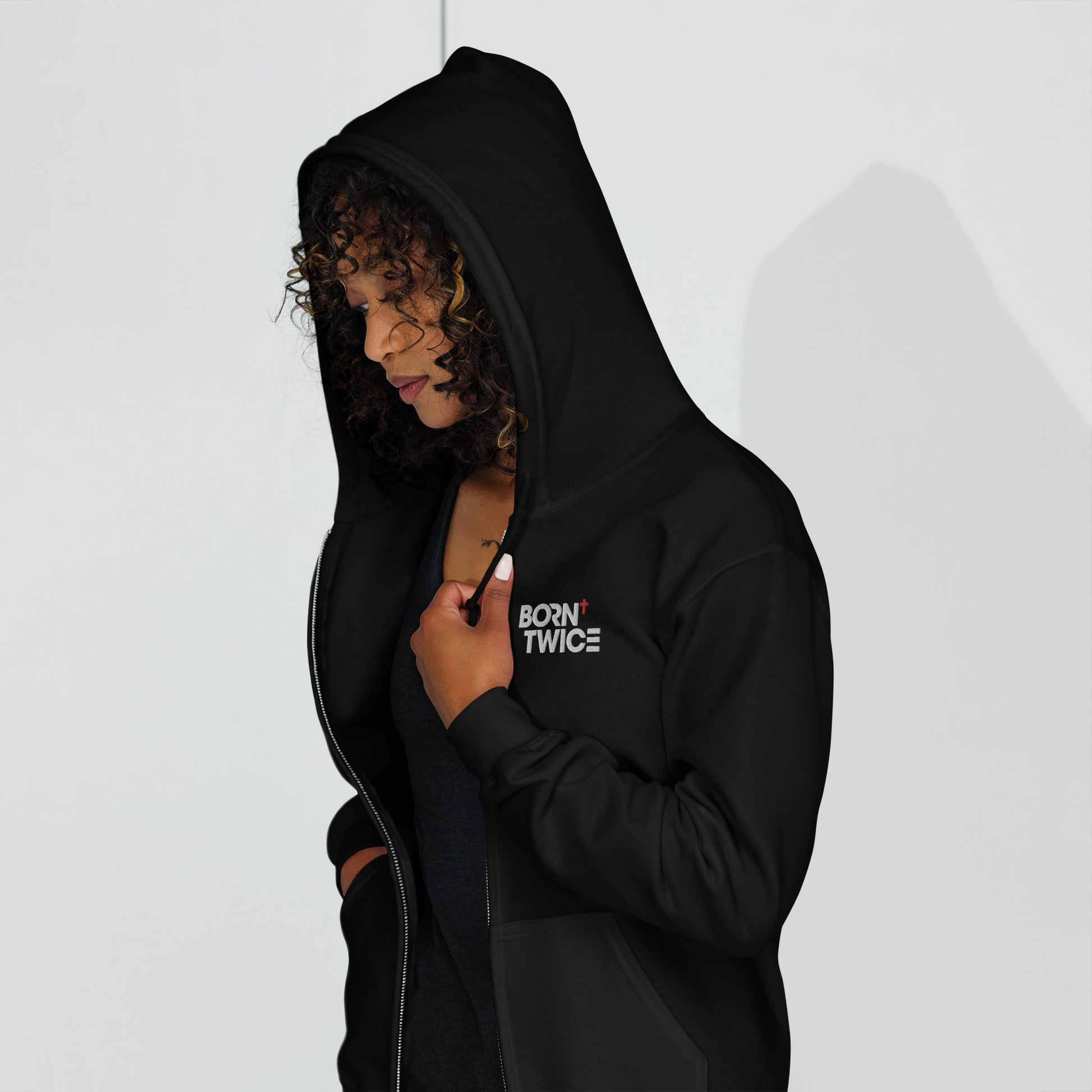 Born Twice "Descriptive Edition" Embroidered Zip Hoodie