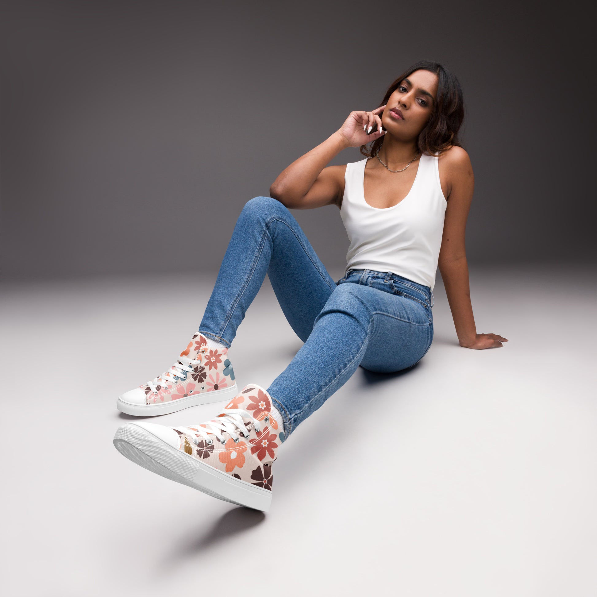 "Flowery Scene" Women’s High Top Canvas