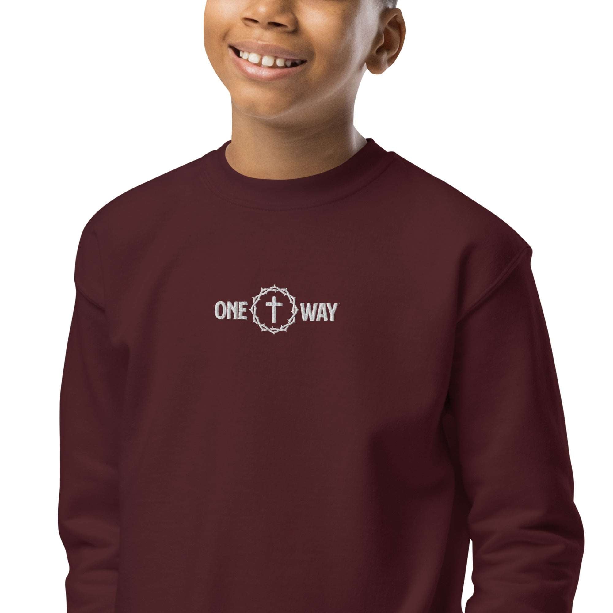 One Way Embroidered Youth Sweatshirt