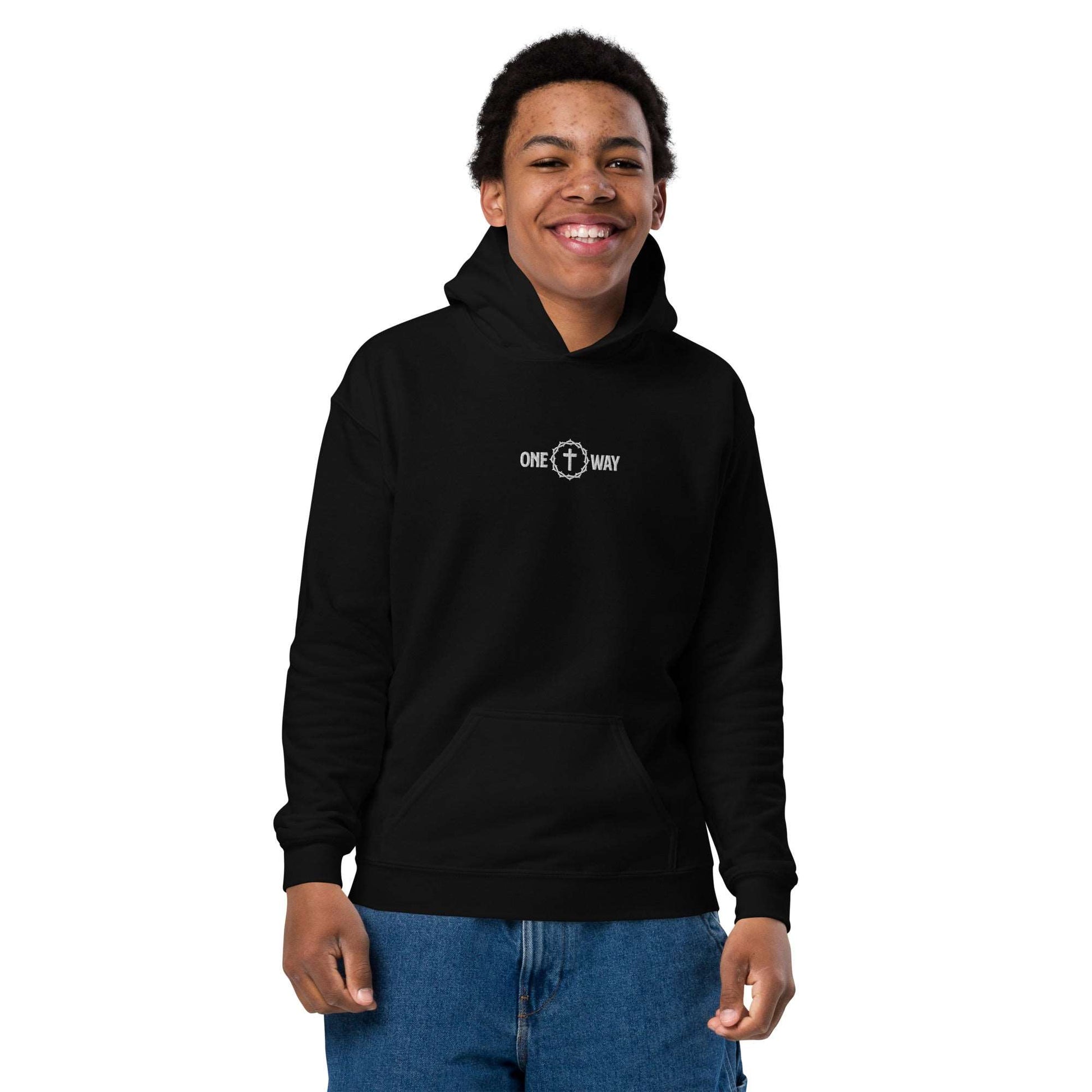 One Way Embroidered Youth Hoodie